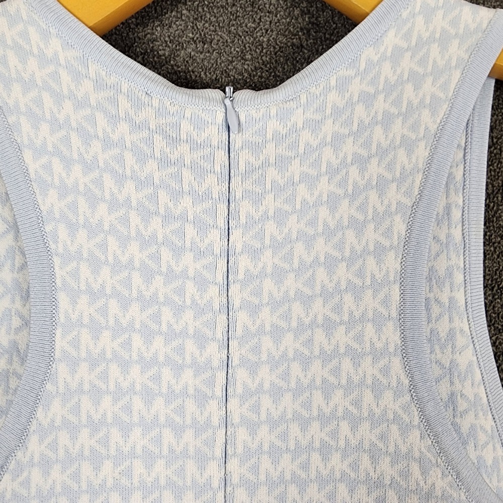 Michael Kors Pastel Blue MK Logo Monogram Knit Tank Dress JU2807G4GH Size S NEW - Picture 8 of 12